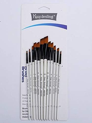 Keep Smiling Nylon Hair Angled brushes set of 12 brushes of different sizes - No:A6075X