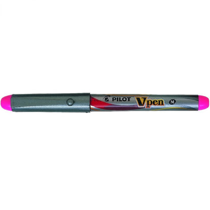 Pilot VPen Disposable Fountain Pen Silver Barrel 0.58 mm Tip - Pink