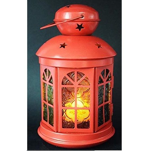 فانوس رمضاني معدني مزخرف بالزهور، 22 سم - متعدد الألوان