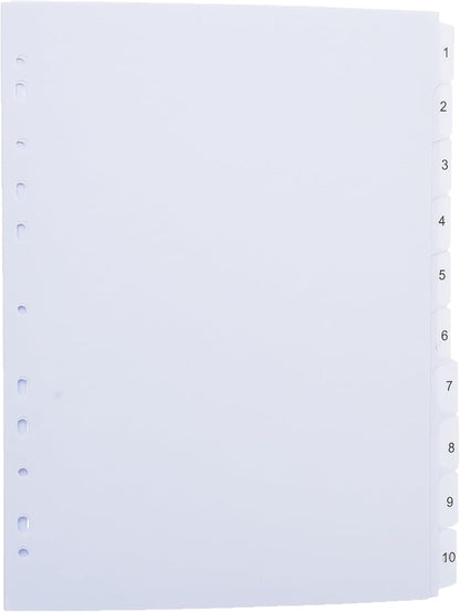 YASSIN A4 10-Section Transparent Index Dividers – Numbered File Organizer with Reinforced Mylar Tabs - No: 2110