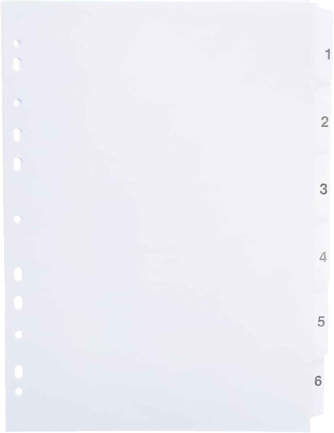 YASSIN A4 6-Section Transparent Index Dividers – Numbered File Organizer with Reinforced Mylar Tabs - No: YA2106
