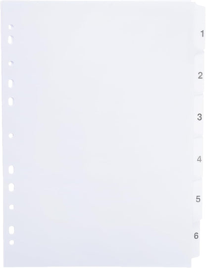 YASSIN A4 6-Section Transparent Index Dividers – Numbered File Organizer with Reinforced Mylar Tabs - No: YA2106
