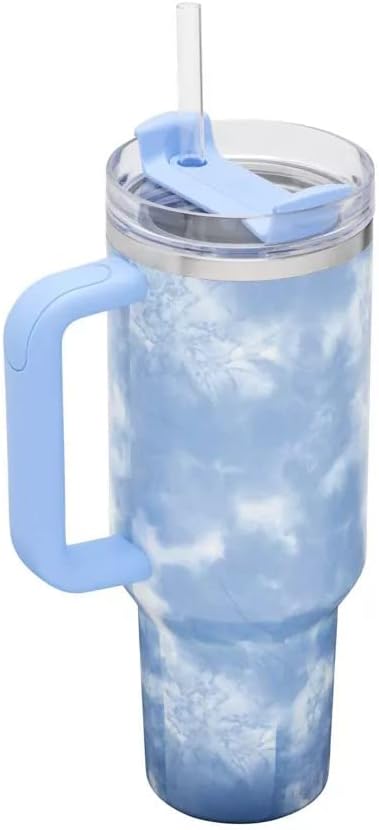 Stanley Quencher H2.0 Tie-Dye Tumbler 40oz (1.18L) – Vacuum Insulated Stainless Steel Travel Mug with Handle & Lid | Blue & Purple Marble Edition