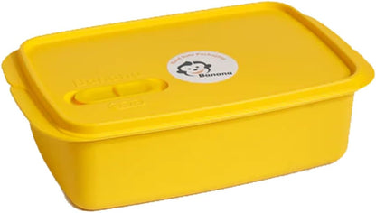 علبة غداء على شكل موز، سعة 1.5 لتر، طبقتان مع فواصل (أصفر)