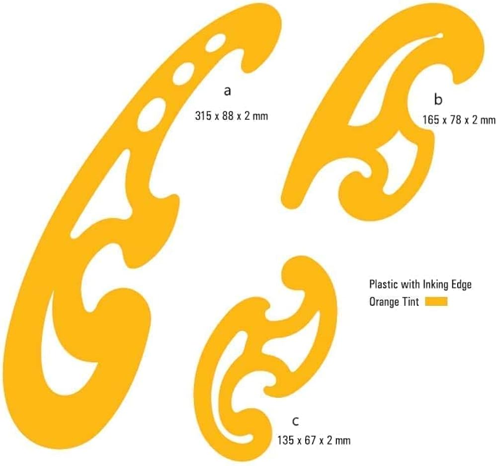 S&amp;A French Curve 3 Piece Semi Transparent - No:KR3300