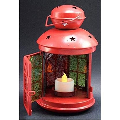 فانوس رمضاني معدني مزخرف بالزهور، 22 سم - متعدد الألوان