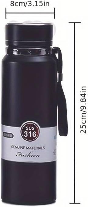 800ml Sports Vacuum Insulated Flask – Stainless Steel Thermal Bottle with Carry Strap | Hot & Cold Water Bottle