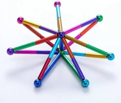 Magnetic Building Blocks Set | 36 PCS Colorful Magnet Sticks + 27 PCS Metal Balls | STEM Educational Construction Toy for Kids & Adults