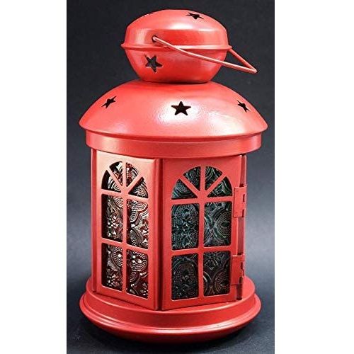 فانوس رمضاني معدني مزخرف بالزهور، 22 سم - متعدد الألوان