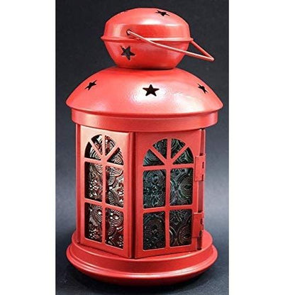 فانوس رمضاني معدني مزخرف بالزهور، 22 سم - متعدد الألوان