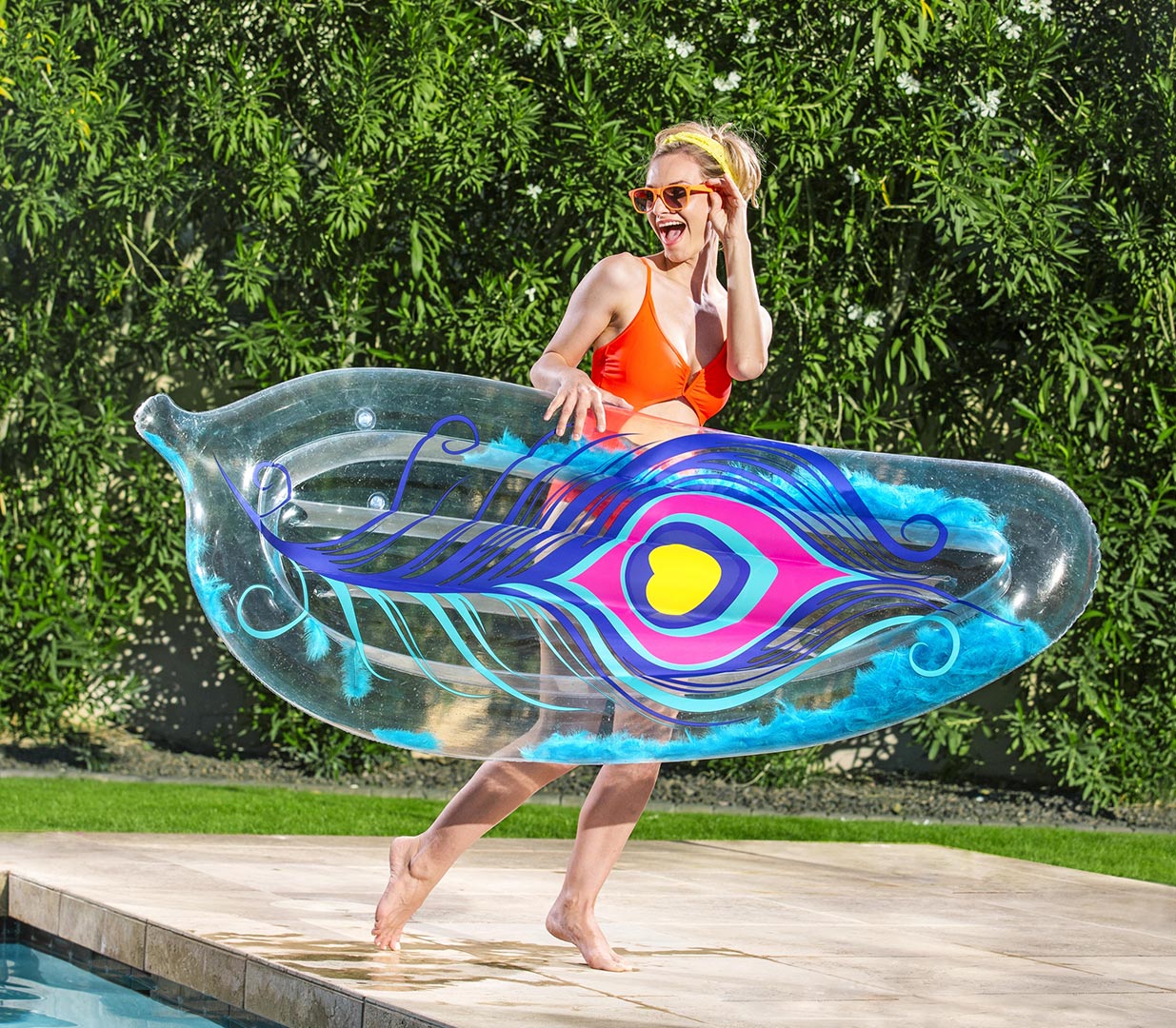 Bestway Transparent Feather Inflatable Pool Float 189x79cm