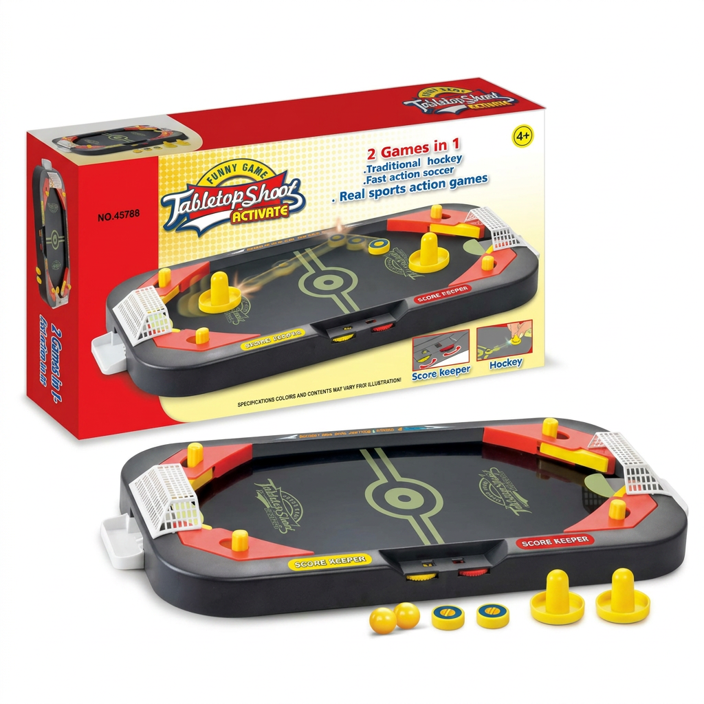 Tabletop air hockey game studio packshot