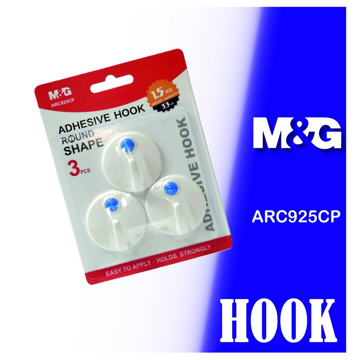 M&G Chenguang Circle Adhesive Wall Hook 1.5kg 3pcs - No:ARC925CP