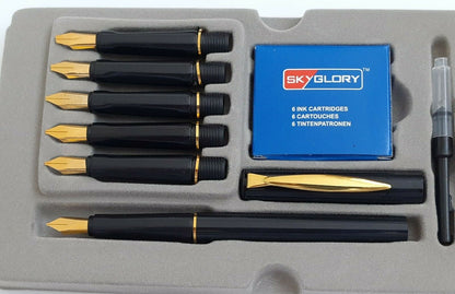 SKY GLORY CALLIGRAPHY FOUNTAIN PEN SET 6 leads -No: 606P