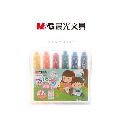 مجموعة أقلام تلوين شمعية قصيرة دوارة من إم آند جي، 6 قطع، رقم 8001