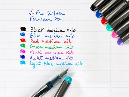 Pilot VPen Disposable Fountain Pen Silver Barrel 0.58 mm Tip - Violet