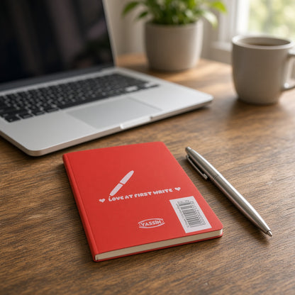 Yassin Mini Thread-bound Notebook 32 Sheets, 13.5 × 10 cm – Lined Notebook, Red - No: 1313