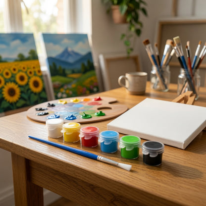 M&G Chenguang Acrylic Paint Set, 6 Bold Vibrant Colors with Brush for Canvas - No: APL976R1
