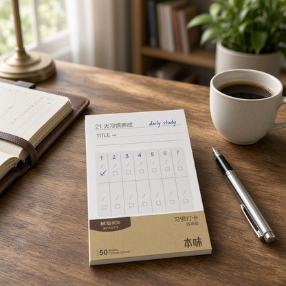 M&G Chenguang 21-Day Habit Tracker Notepad MPYLST19 – 50 Sheets, 72 × 127 mm – Daily Habit & Goal Tracking Planner - No: MPYLST19