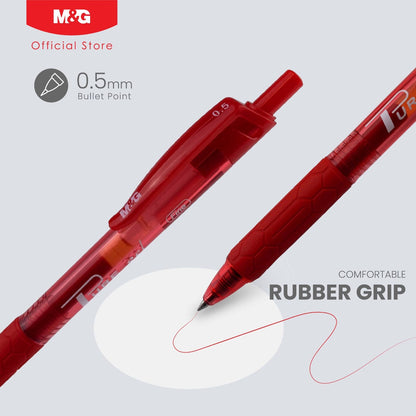 قلم جل أحمر قابل للسحب من إم آند جي تشنغوانغ بيور جل، 0.5 مم - كتابة سلسة - مطاط مريح - قطعة واحدة - رقم المنتج: AGPH1871