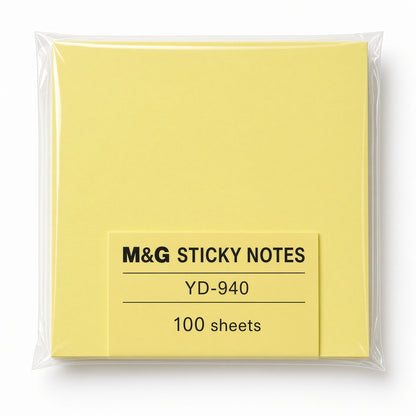 M&G Chenguang Sticky Notes  – 3×3 Inch, Yellow, 100 Sheets – Repositionable Self-Adhesive Memo Notes - 1pcs - No: YD-940