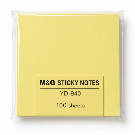 M&G Chenguang Sticky Notes  – 3×3 Inch, Yellow, 100 Sheets – Repositionable Self-Adhesive Memo Notes - 1pcs - No: YD-940