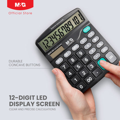 M&G Chenguang Solar Powered Economic Desktop Calculator - 12 Digits, Large Display, Dual Power Source -1pcs - No: ADG98766