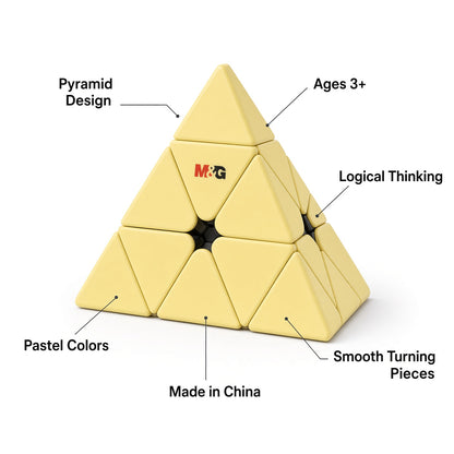 M&G Chenguang Magic Cube Pyramid Puzzle – Triangular 3D Brain Teaser for Kids Ages 3+ – Colorful Educational Logic Toy - No: APK959X3