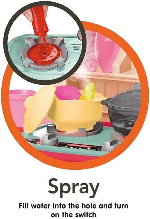 مجموعة ألعاب مطبخ للأطفال مكونة من 67 قطعة، لعبة رش الماء للأطفال مع أضواء وأصوات - رقم: 922-112