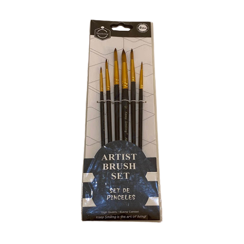 Keep smiling  Round Artist Brush Set Black - 6pcs - No:116