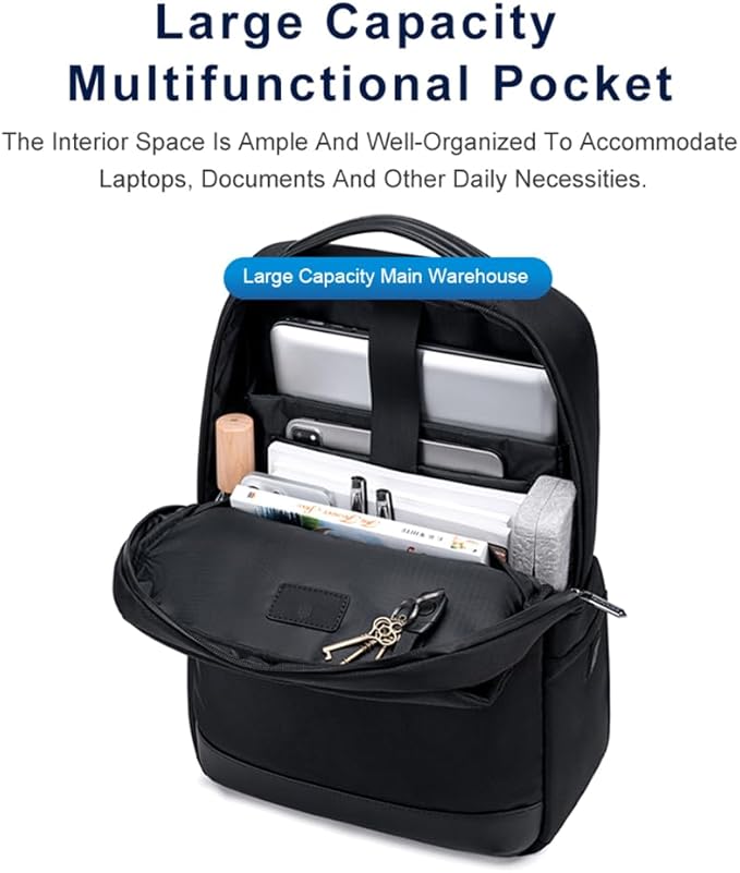 حقيبة ظهر Arctic Hunter Slim للرجال، سعة 16 لتر، حقيبة مكتبية صغيرة الحجم للكمبيوتر المحمول مقاس 15.6 بوصة، جيبان، مقاومة للماء والتآكل - رقم المنتج: B00671