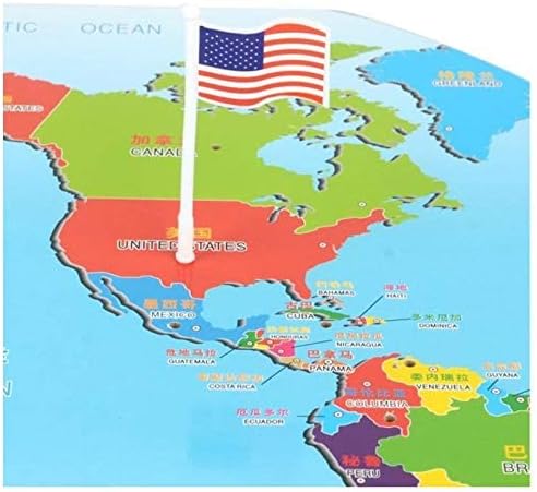 أحجية تركيب الصور الخشبية لخريطة العالم مع العلم - 47.5 × 29.5 سم