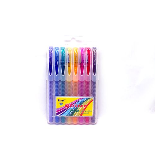 Set Of 8 Colored Glitter Pens