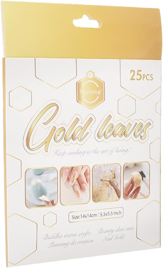 Keep Smiling Leaves Gold Foil Flakes for Resin - 25 sheets - No:SJB-0003G