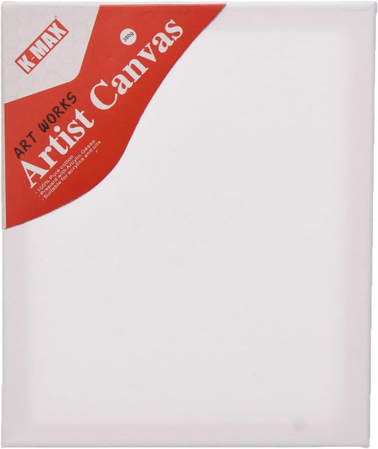 قماش فني مسطح من كي-ماكس، مقاس 25 × 30، وزن 380 غرام، مناسب للألوان الأكريليكية والزيتية.