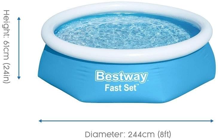 Bestway Fast Set Inflatable Swimming Pool Garden Round 244x61cm  - NoL57448