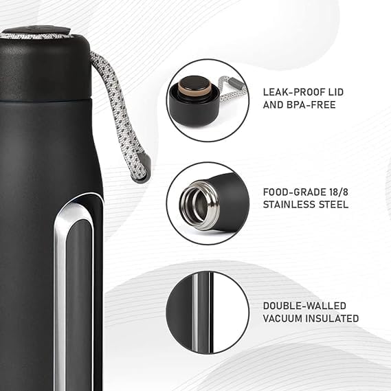 500ml Stainless Steel Vacuum Insulated Water Bottle with Carry Rope – Double Wall Thermal Flask | Hot & Cold Bottle