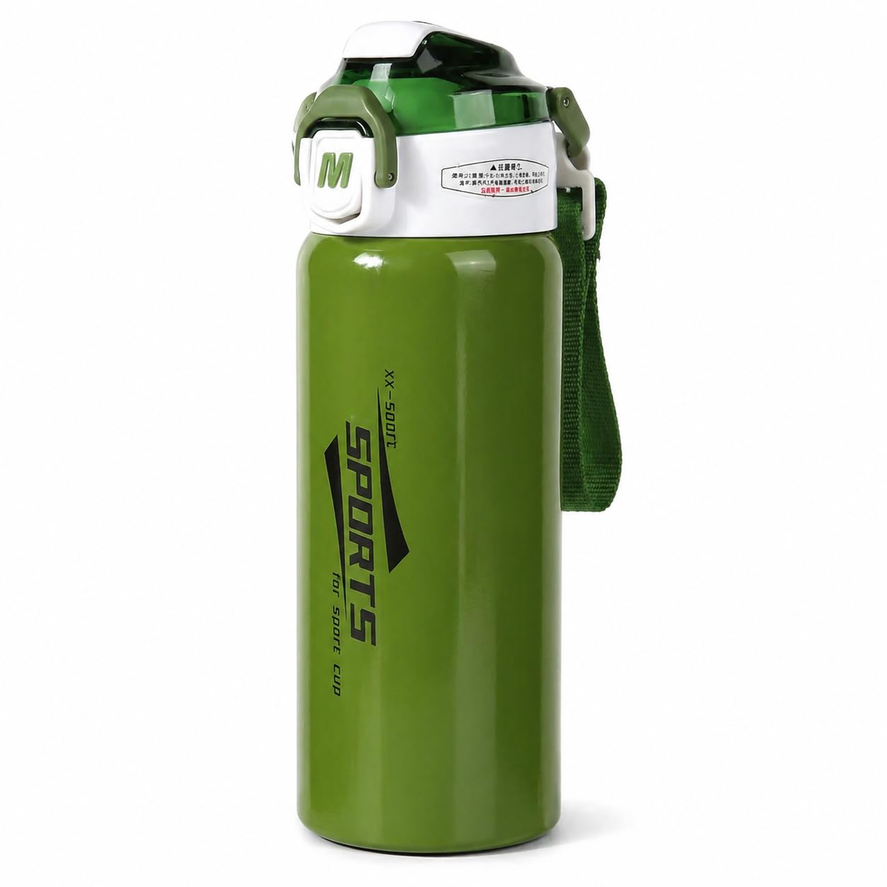 Sports Stainless Steel Water Bottle 600ml | Leak Proof Vacuum Insulated Flask | Hot & Cold Thermos Bottle with Strap for Gym, School, Office & Travel