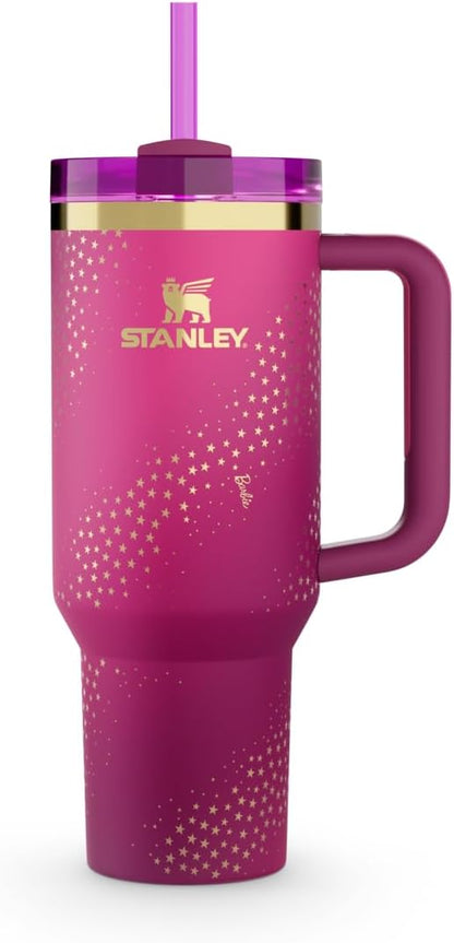Stanley x Barbie Superstar Quencher H2.0 40 oz (1.18L) Insulated Tumbler with Handle & Straw Lid – Pink Limited Edition Gift Box