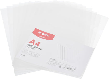 M&G Chenguang A4 Transparent File Covers – 10 Pieces, Clear Plastic Document Sleeves for School, Office & Filing - No: ADM95187