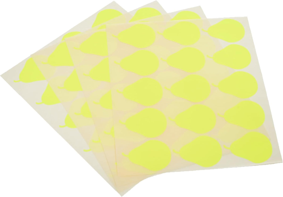 El Manar Delightful Pear-Shaped Adhesive Label Sticker, 31x41.5 mm With Premium Material - Yellow Fluorescent - 60 Labels - No: 0797