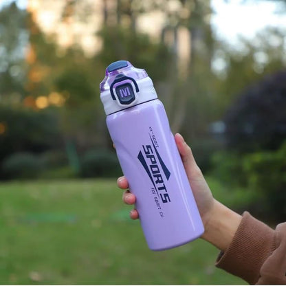 Sports Stainless Steel Water Bottle 600ml | Leak Proof Vacuum Insulated Flask | Hot & Cold Thermos Bottle with Strap for Gym, School, Office & Travel