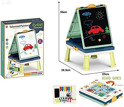 2 in 1 Multipurpose Talented Painter Double Faced Drawing Board with a Board Game - No:05018