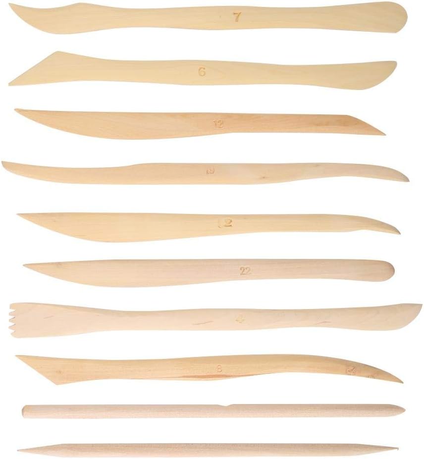 أدوات نحت وتشكيل الطين الخشبية - 10 قطع