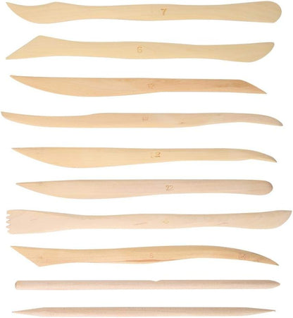 أدوات نحت وتشكيل الطين الخشبية - 10 قطع