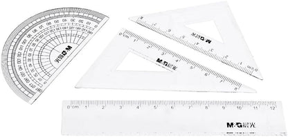 M&G Chenguang Geometric Tool Set of  – 8-Piece Math Set with Compass, Ruler, Set Squares, Protractor & Eraser - No: ACS90879