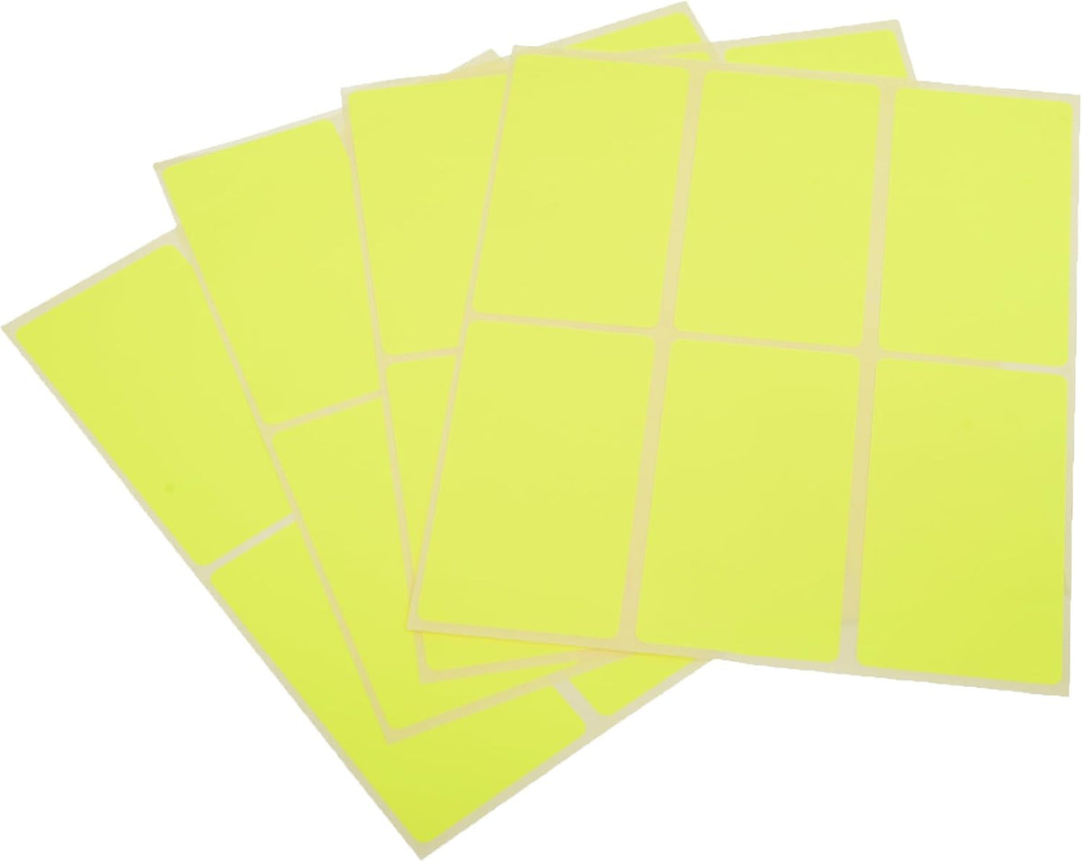 El Manar Large-Format Dynamic Adhesive Label Sticker, 43x80 mm With Premium Material - Yellow Fluorescent - 24 Labels - No: 0682