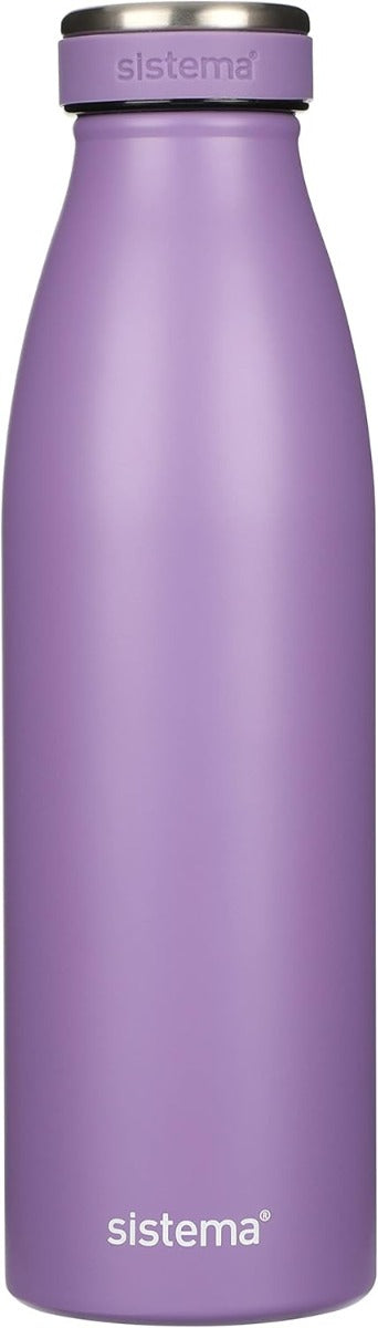 Sistema Hydrate Stainless Steel Water Bottle 500 ml Leak-Proof Reusable BPA & Phthalate Free - No:00550 - Assorted Color