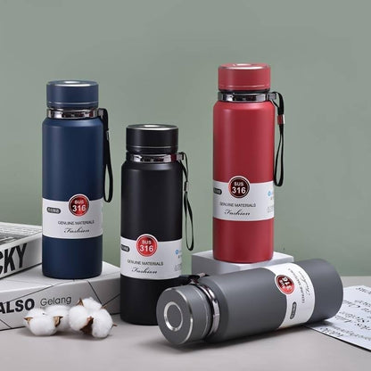 800ml Sports Vacuum Insulated Flask – Stainless Steel Thermal Bottle with Carry Strap | Hot & Cold Water Bottle