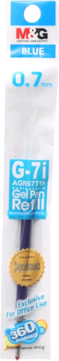 M&G Chenguang Gel Pen Refill, 0.7mm Smooth Ink  - Blue - No : AGR67T19
